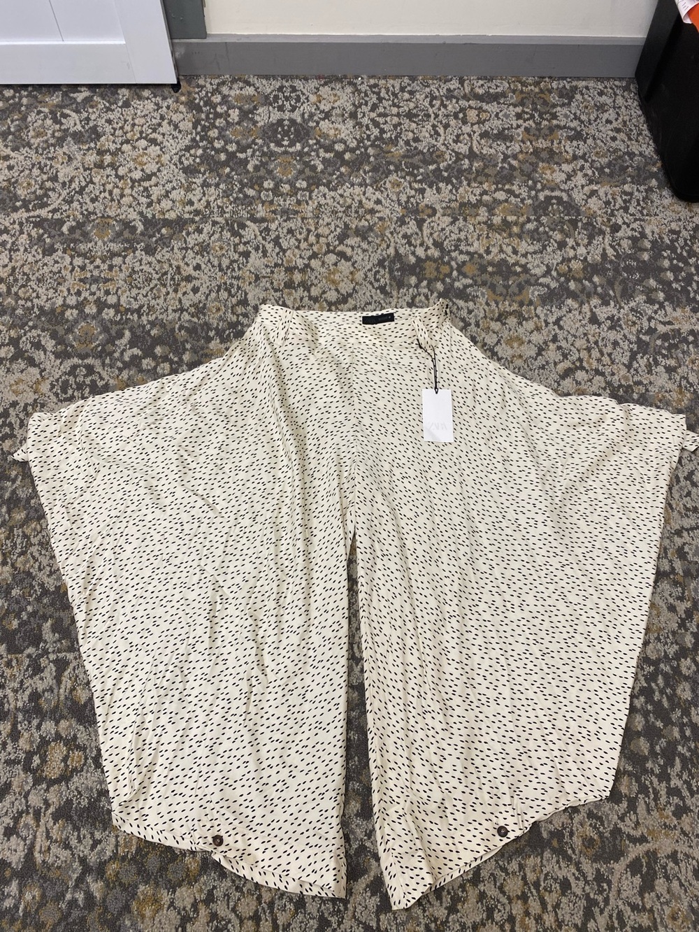 Zara Cream Wide-Leg Printed Palazzo Pants